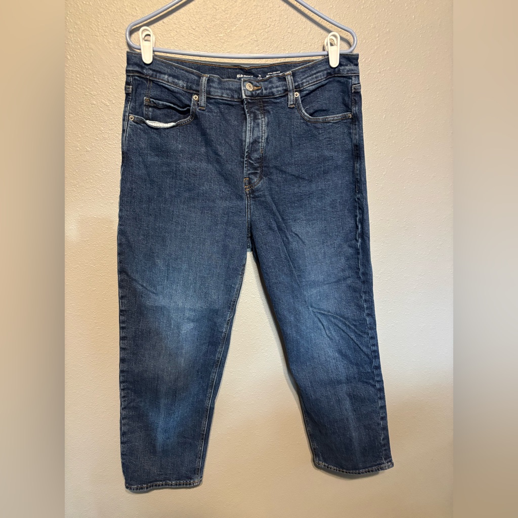 Old Navy Women's Straight Leg Jeans - Dark Blue Denim